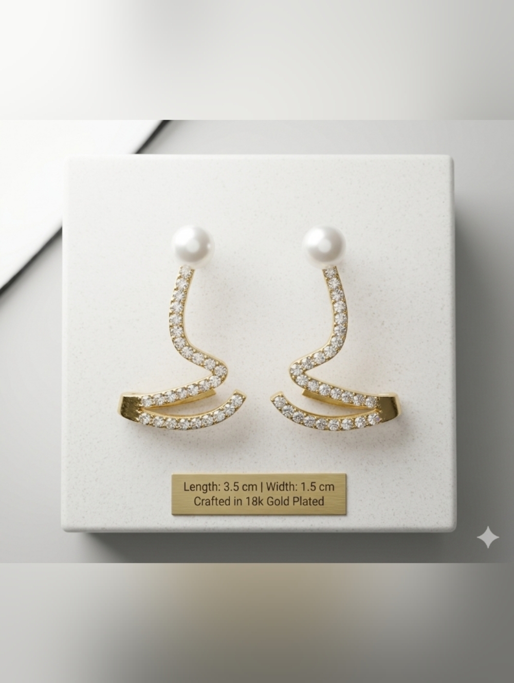 Stainless Steel Earrings  Gold-plated Features  Faux Pearl & Crystals